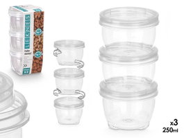 LEKNES Set de 3 bocaux en plastique transparent 250 ml