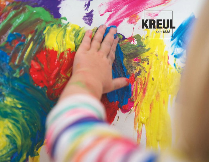 Kreul Kit 6 botes peinture MUCKI et 2 blocs de papier Powerpack Muéstrame el mundo de los colores