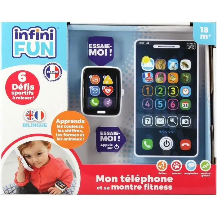 KD - Téléphone et Montre Jouet d'Imitation Fitness pour Enfants à Partir de 18 Mois - Jouet Éducatif Interactif pour Tout-Petits