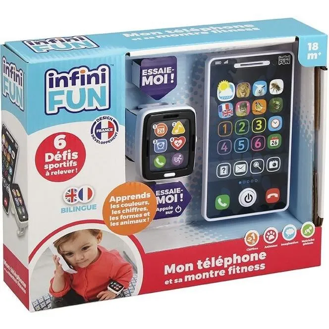KD - Téléphone et Montre Jouet d'Imitation Fitness pour Enfants à Partir de 18 Mois - Jouet Éducatif Interactif pour Tout-Petits