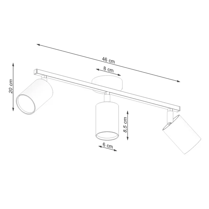 LEMMI Plafonnier LED minimaliste 3 lampes blanc ou noir pour intérieur design, [SOL-SL.1128]