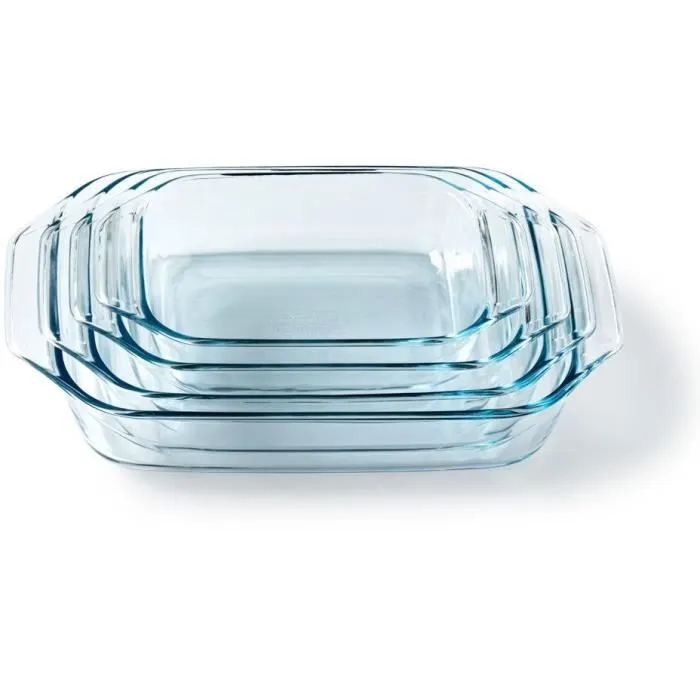 Pyrex - Lot de 4 plats rectangulaires en verre pour four (27, 31, 35, 39 cm) - Résistant aux chocs thermiques, sans BPA, de -40°C à +350°C Pyrex - Lot de 4 plats rectangulaires en verre pour four (27, 31, 35, 39 cm) - Résistant aux chocs thermiques, sans BPA, de -40°C à +350°C
