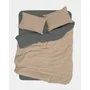 Parure de lit King Size beige en 100% coton renforcé avec housse de couette et 2 taies d'oreiller