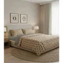 Parure de lit King Size beige en 100% coton renforcé avec housse de couette et 2 taies d'oreiller