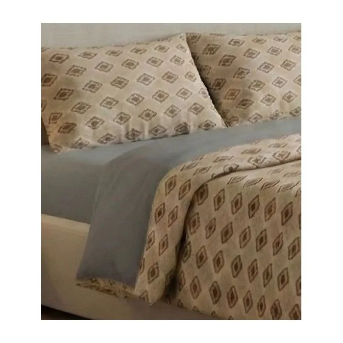 Parure de lit King Size beige en 100% coton renforcé avec housse de couette et 2 taies d'oreiller