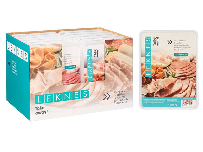 Leknes Boîte de conservation 32 x 24 x 5 cm Plastique Transparente (Set de 12)