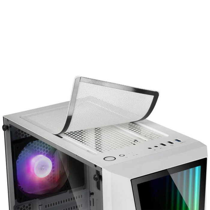 Mars Gaming Boîtier PC ATX MC777W Blanc avec Fenêtre en Verre Trempé et Éclairage ARGB Mars Gaming Boîtier PC ATX MC777W Blanc avec Fenêtre en Verre Trempé et Éclairage ARGB