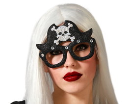 Lunettes noires avec crâne blanc pour déguisement de pirate ou Halloween