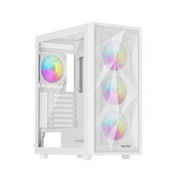 Genesis Boîtier PC Gaming Diaxid 605 Midi Tower Blanche ATX avec 4 Ventilateurs ARGB
