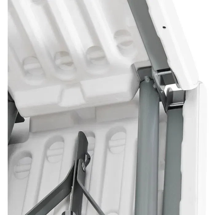 Terranova - Banc de réception pliable 4 places, blanc, structure acier et assise PEHD, 180 x 28 x 43 cm, pour extérieur et événements