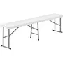 Terranova - Banc de réception pliable 4 places, blanc, structure acier et assise PEHD, 180 x 28 x 43 cm, pour extérieur et événements