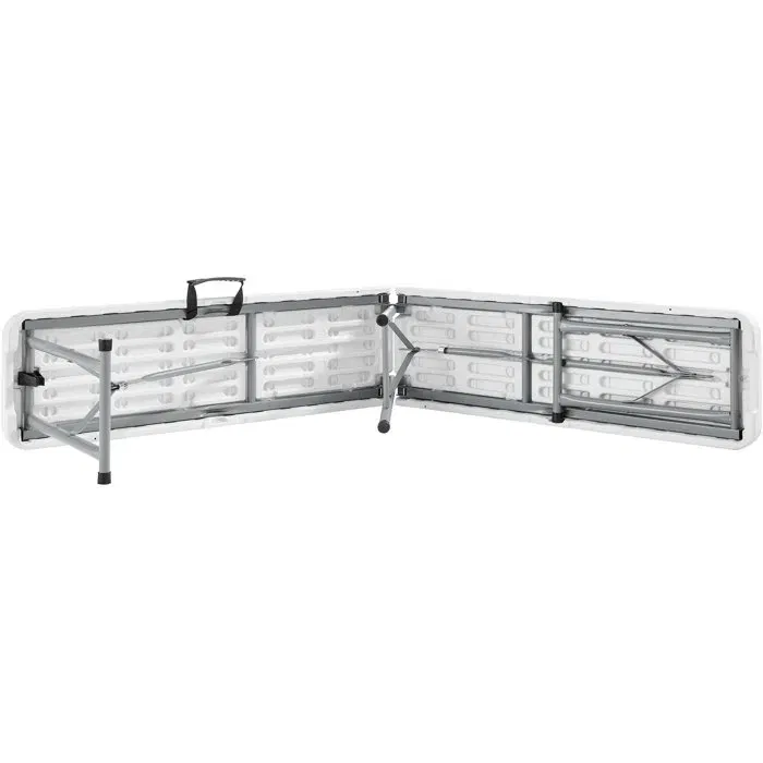 Terranova - Banc de réception pliable 4 places, blanc, structure acier et assise PEHD, 180 x 28 x 43 cm, pour extérieur et événements