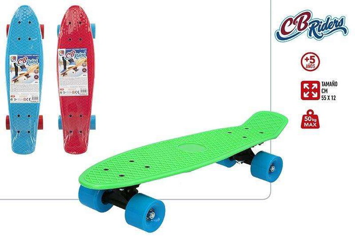 Color Baby - Trottinette enfant en plastique avec essieu plastique et roues PVC - Capacité 50 kg - 55 x 12 cm - Modèles assortis (Vert, Rouge, Bleu)