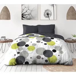 Home Linge Passion Parure de Lit Microfibre BULLES DE REVE Housse de Couette 240 x 260 cm + 2 Taies d'Oreiller 63 x 63 cm - Gris