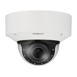 Caméra dôme extérieure antivandal Hanwha Wisenet X 4MP, objectif vari-focal motorisé 2.8-10.0mm, H.265/H.264, 60ips, WDR 120dB, IA, IR 40m, IP66/67, IK10, NEMA 4X, PoE/12VDC, Blanc
