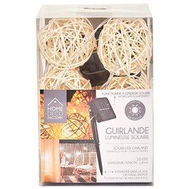 Home Deco Factory Guirlande Solaire 165 cm en Rotin