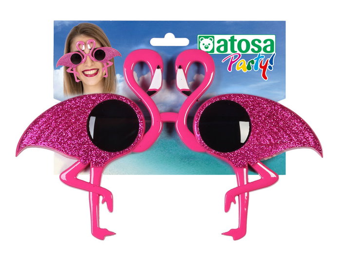 Lunettes de soleil décoratives pour femmes Flamenco, motif flamant rose vif, accessoire de fête hawaïenne ou tropicale - Unisexe adulte