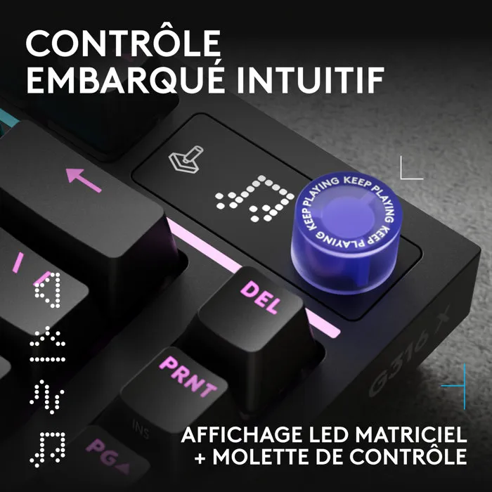 Logitech G G316 X - Clavier gamer filaire 75 % AZERTY - Noir Logitech G G316 X - Clavier gamer filaire 75 % AZERTY - Noir