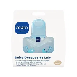 MAM Boîte doseuse de lait pour biberons - 3 doses, forme triangulaire, couvercle hermétique anti-fuite, ultra plate, ivoire