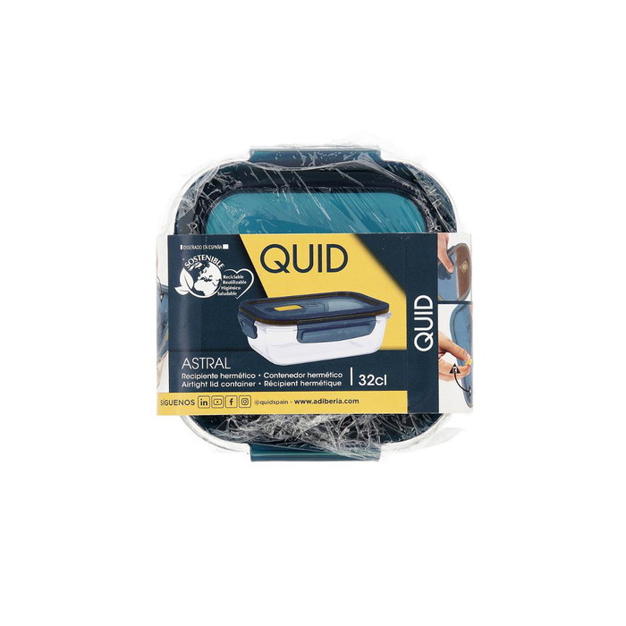 Recipiente Cuadrado Hermético Vidrio Astral Quid 11,6x11,6x6,3 cm - 32 cL (12 Unidades)