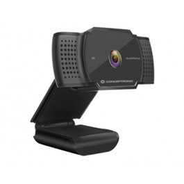 Conceptronic Amdis02B Webcam 2K 5Mp USB avec micro intégré et couverture de confidentialité Noir