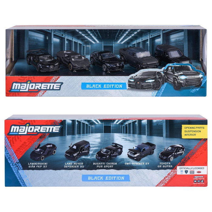 MAJORETTE Pack de 5 voitures noires mates 1:64