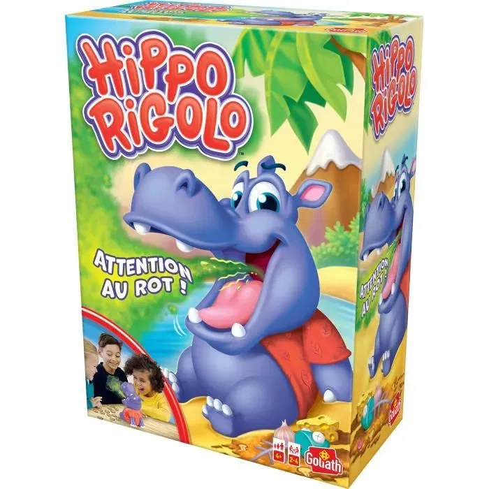 Goliath Hippo Rigolo - Jeu d'ambiance familial avec sons, lumières et vapeur d'eau - Nourris l'hippopotame et ris de ses rots