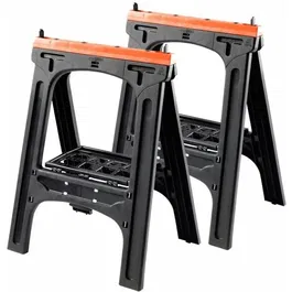 Tood - 2 tréteaux pliants en acier noir - Système de blocage intégré - Charge 200 kg chacun - Dimensions 60x10x80 cm - Lot de 2