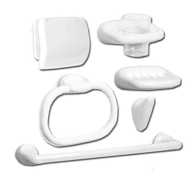Olympia Set d'accessoires de salle de bain 6 pièces blanc Olympia Set d'accessoires de salle de bain 6 pièces blanc