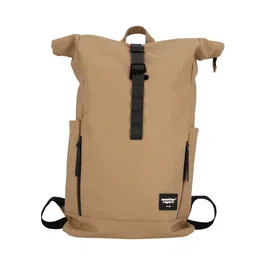 Weather Report Sac à Dos de Sport Bronze PU Imperméable Beige - Poches Zippées Extérieures et Latérales pour Usage Quotidien