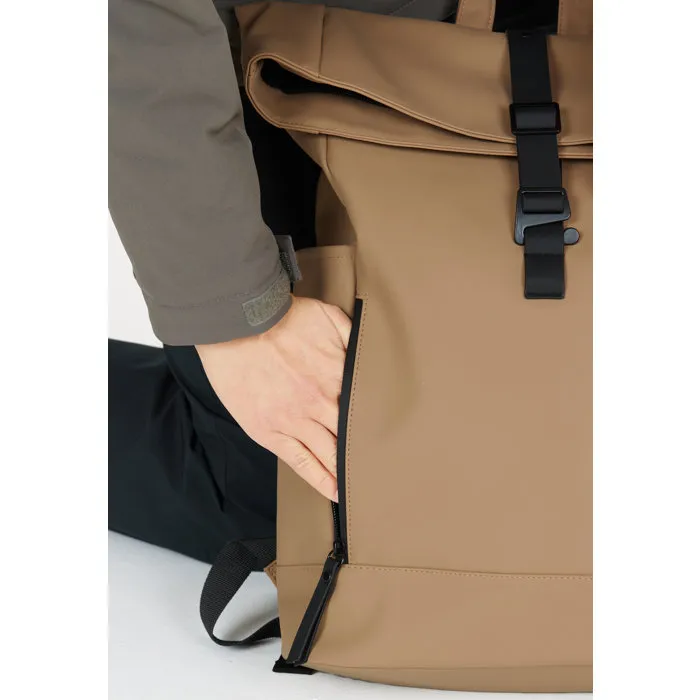 Weather Report Sac à Dos de Sport Bronze PU Imperméable Beige - Poches Zippées Extérieures et Latérales pour Usage Quotidien