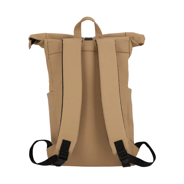 Weather Report Sac à Dos de Sport Bronze PU Imperméable Beige - Poches Zippées Extérieures et Latérales pour Usage Quotidien