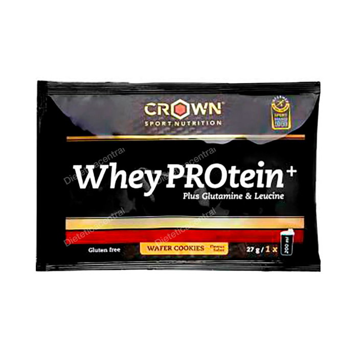 CROWN SPORT NUTRITION Whey Protein + Wafer Cookies Monodosis 27 G - Protéine de lactosérum concentrée avec biscuits et glutamine, saveur cacao, certificat Informed-Sport CROWN SPORT NUTRITION Whey Protein + Wafer Cookies Monodosis 27 G - Protéine de lactosérum concentrée avec biscuits et glutamine, saveur cacao, certificat Informed-Sport