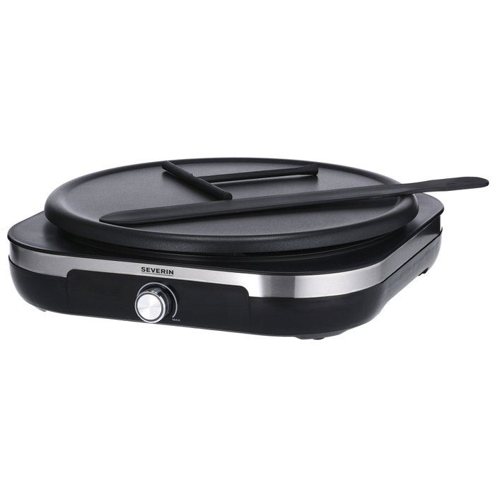 Severin CM2199 Crêpière électrique XXL Ø 38cm Inox brossé / Noir Severin CM2199 Crêpière électrique XXL Ø 38cm Inox brossé / Noir