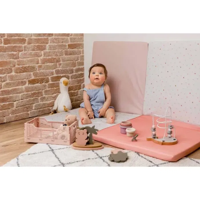 Tineo TINEO MON CoeUR Tapis d'éveil évolutif 3 en 1 - Multifonction (tapis de jeu 120x120 cm / matelas / pouf) - Attache et pliage facile