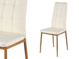Giftdecor Chaise Blanche Pieds Bois 105 x 18 x 43 cm PU et Fer (Set de 4)