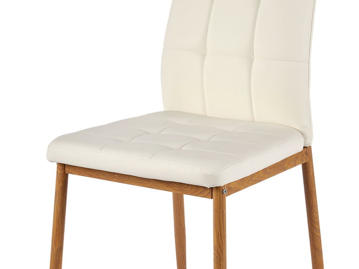 Giftdecor Chaise Blanche Pieds Bois 105 x 18 x 43 cm PU et Fer (Set de 4)