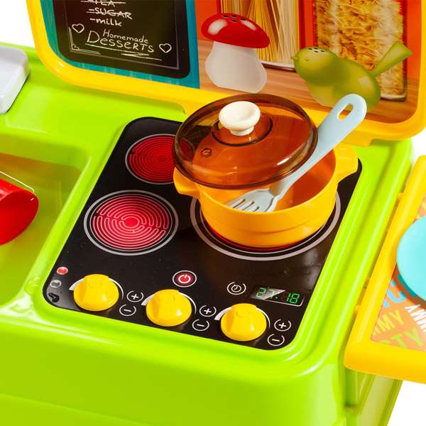 Molto - Cuisine jouet avec évier et robinet accessoires 33x61x25 cm - Jeu d'imitation plastique alimenté par piles pour enfants dès 3 ans