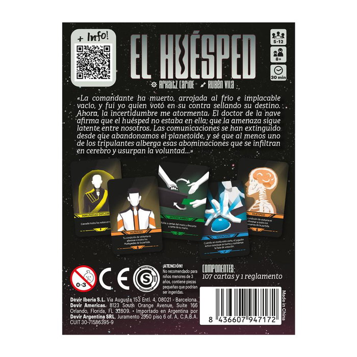 Devir El Huésped Pocket - Jeu de société de rôles cachés, à partir de 8 ans, 5-12 joueurs