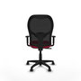 Chaise Alocén Synchro 3 positions tissu Rouge Maille Noir Structure polyamide noire Accoudoir 1D Sans appui-tête Roulettes pour moquette