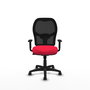 Chaise Alocén Synchro 3 positions tissu Rouge Maille Noir Structure polyamide noire Accoudoir 1D Sans appui-tête Roulettes pour moquette
