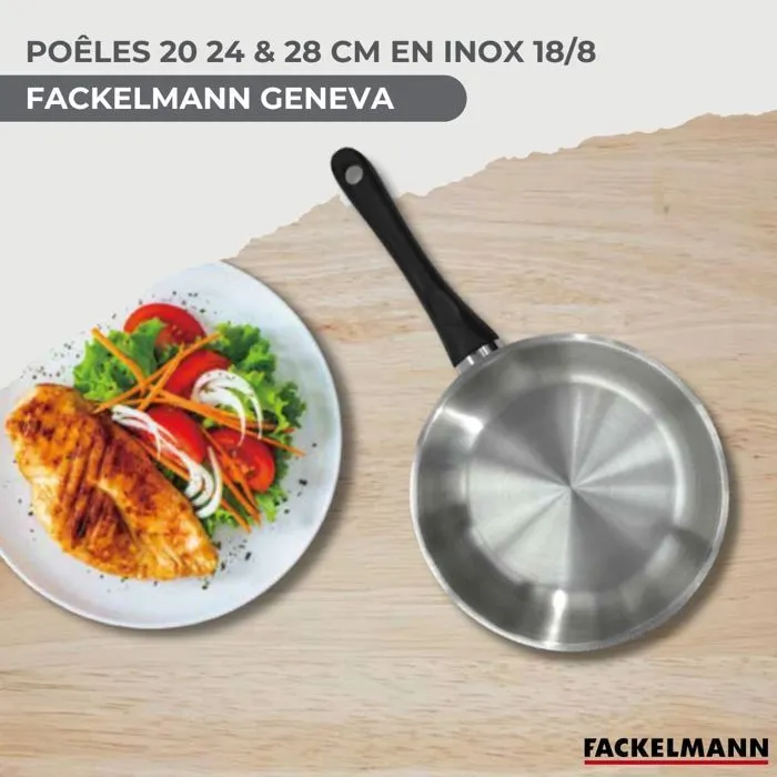 Fackelmann Geneva - Batterie de cuisine 12 pièces inox 18/10 - 3 poêles et 3 casseroles avec bec verseur + 6 ustensiles - Compatible induction et four Fackelmann Geneva - Batterie de cuisine 12 pièces inox 18/10 - 3 poêles et 3 casseroles avec bec verseur + 6 ustensiles - Compatible induction et four