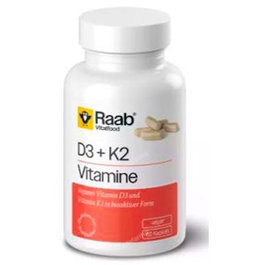 Raab Vitalfood Vitamine D3 + K2 420 mg - 60 Capsules Végétaliennes - Complément Alimentaire pour les Os, Muscles et Immunité
