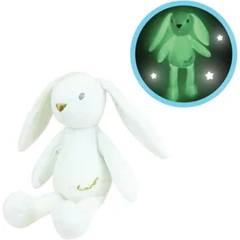 JEMINI Peluche Lapin Blanc Photoluminescente - Doudou Luminou - Fonctionne Sans Pile - Rassure Enfant - Environ 20 cm