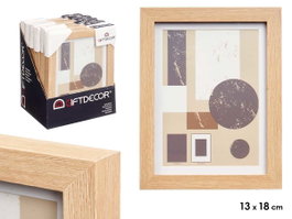 Giftdecor Porte-photo mural en bois MDF avec passe-partout 13x18 cm, naturel, cadre 18x23 cm (Set de 12)