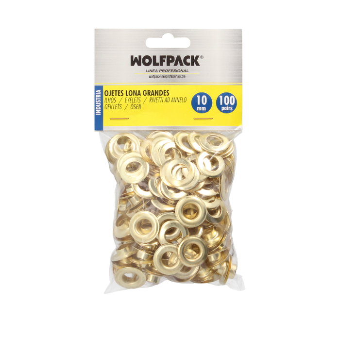 WOLFPACK LINEA PROFESIONAL Grands œillets métalliques Ø intérieur 10 mm (Sac de 100 unités)