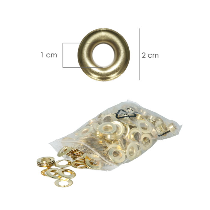 WOLFPACK LINEA PROFESIONAL Grands œillets métalliques Ø intérieur 10 mm (Sac de 100 unités)