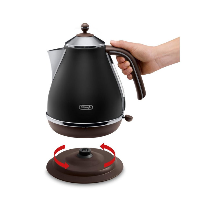 DeLonghi Icona Vintage KBOV 2001.BK - Bouilloire 1,7 L Noir mat / Chocolat