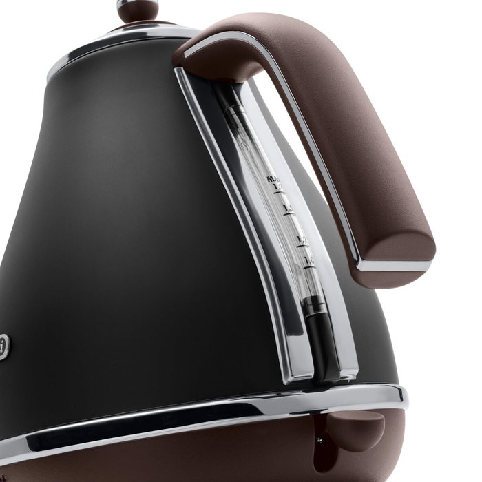 DeLonghi Icona Vintage KBOV 2001.BK - Bouilloire 1,7 L Noir mat / Chocolat