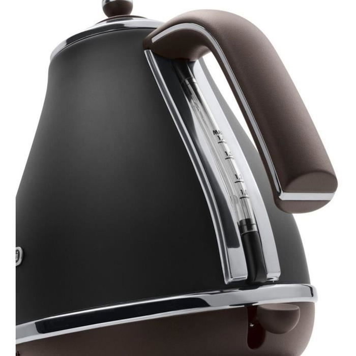 DeLonghi Icona Vintage KBOV 2001.BK - Bouilloire 1,7 L Noir mat / Chocolat